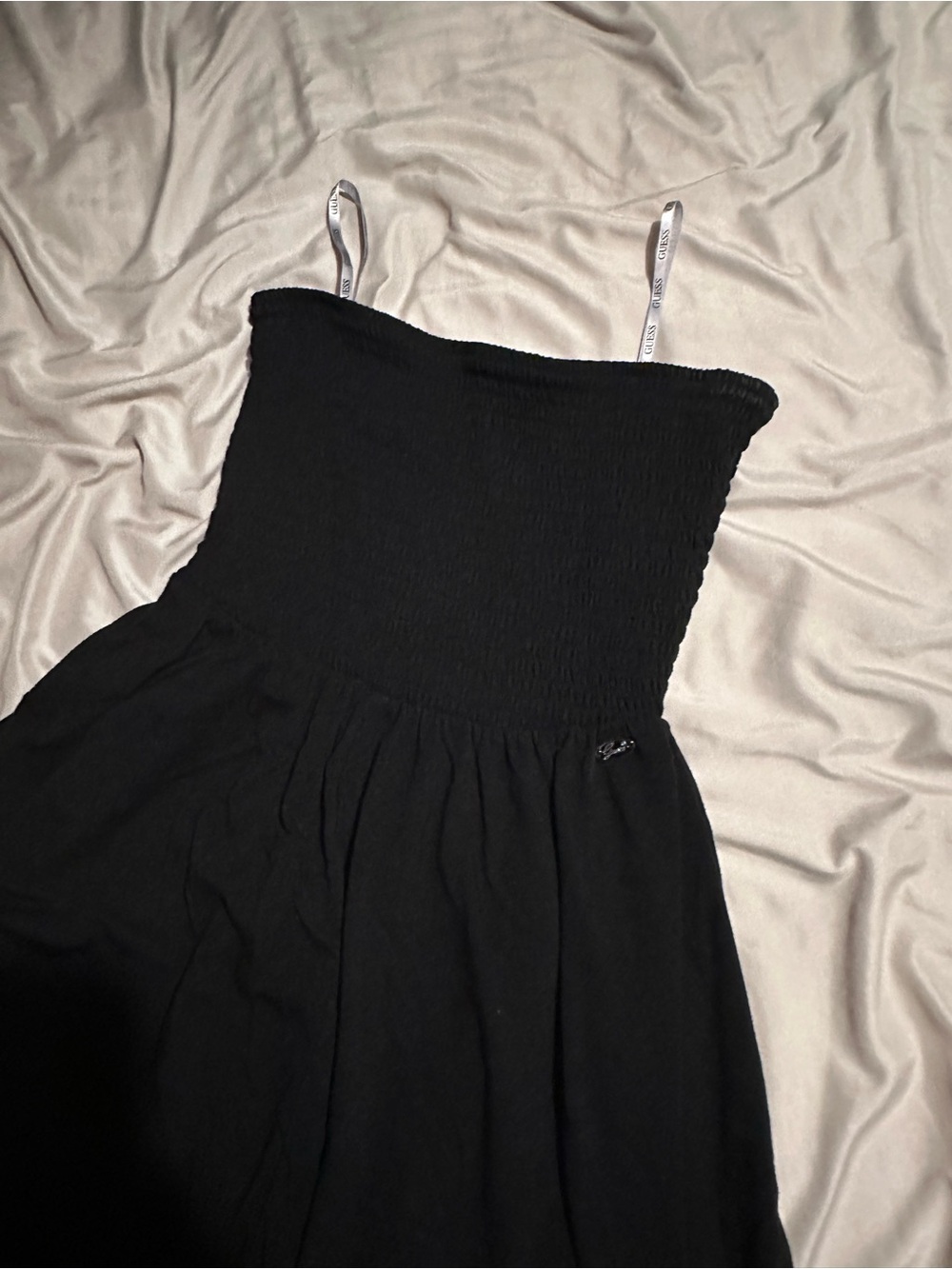 GUESS Black Strapless Handkerchief Hem Dress - Picture 4 of 6